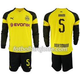 Borussia Dortmund Matchtröjor Hakimi 5 Barn Hemma Fotbollströja 2018-2019 Långärmad